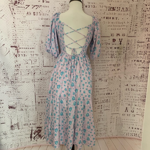 Floral low back smock midi dress - Picture 9 of 11